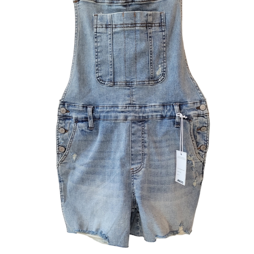 Judy Blue Light Wash Denim Short Overalls - Picture 3 of 15